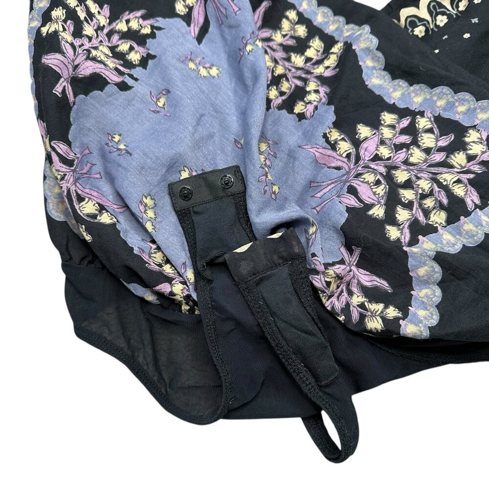 FREE PEOPLE Sweet Thing One Piece Bodysuit Paisley Black Blue Women's Size Small - Picture 4 of 10